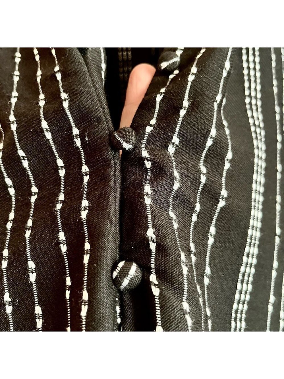 Time and Tru Black and White embroidered Striped cap sleeve blouse boho sz S - Picture 2 of 5
